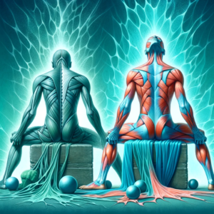 L'image représente un corps humain vu de profil, présenté dans un cadre médical et scientifique. L'illustration détaillée met en avant l'anatomie humaine, avec une attention particulière portée sur les